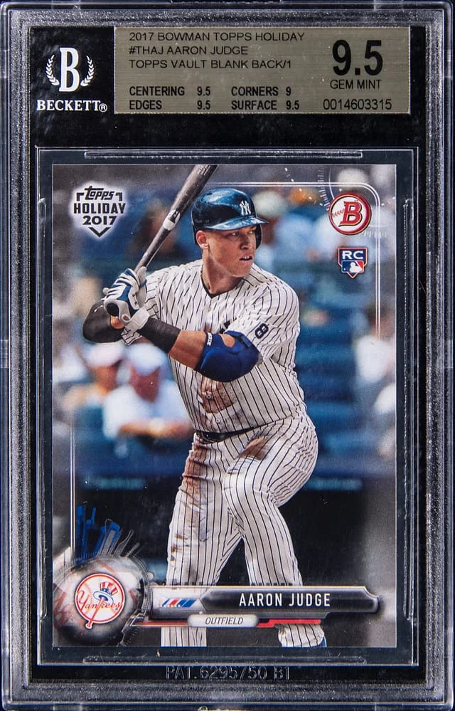 2017 Bowman Aaron Judge Topps Holiday Topps Vault Blank Back #TH-AJ card image
