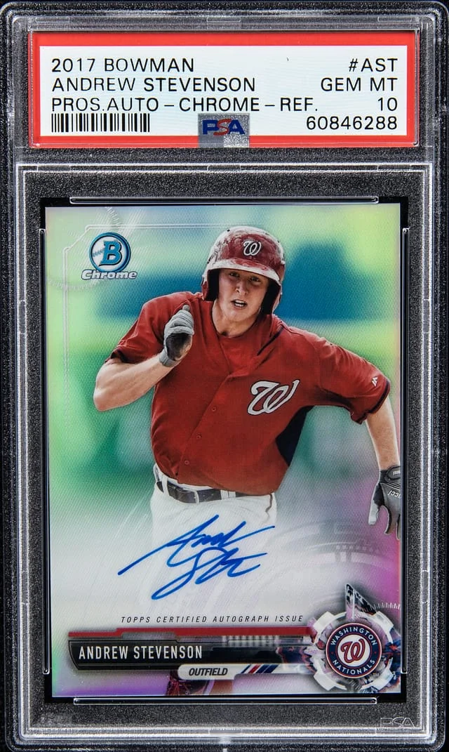 2017 Bowman Andrew Stevenson Prospect Autograph Chrome Refractor #CPA-AST card image