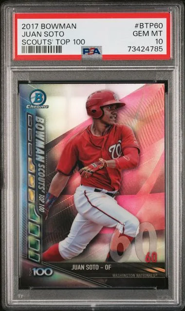 2017 Bowman Btp60 Juan Soto Scouts' Top #100 card image