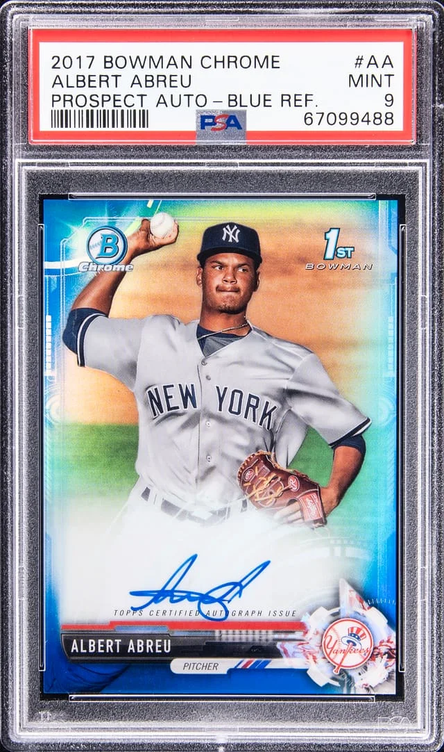 2017 Bowman Chrome Albert Abreu Prospect Autograph Blue Refractor #CPA-AA card image