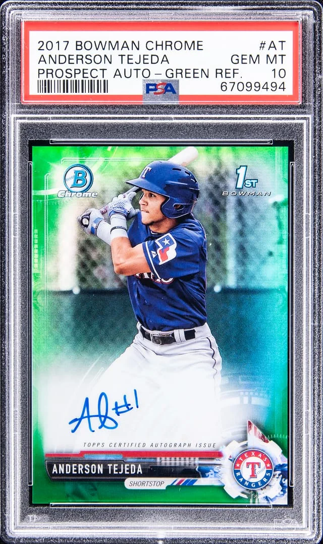 2017 Bowman Chrome Anderson Tejeda Prospect Autograph Green Refractor #CPA-AT card image