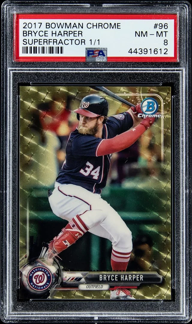 2017 Bowman Chrome Bryce Harper SuperFractor #96 card image