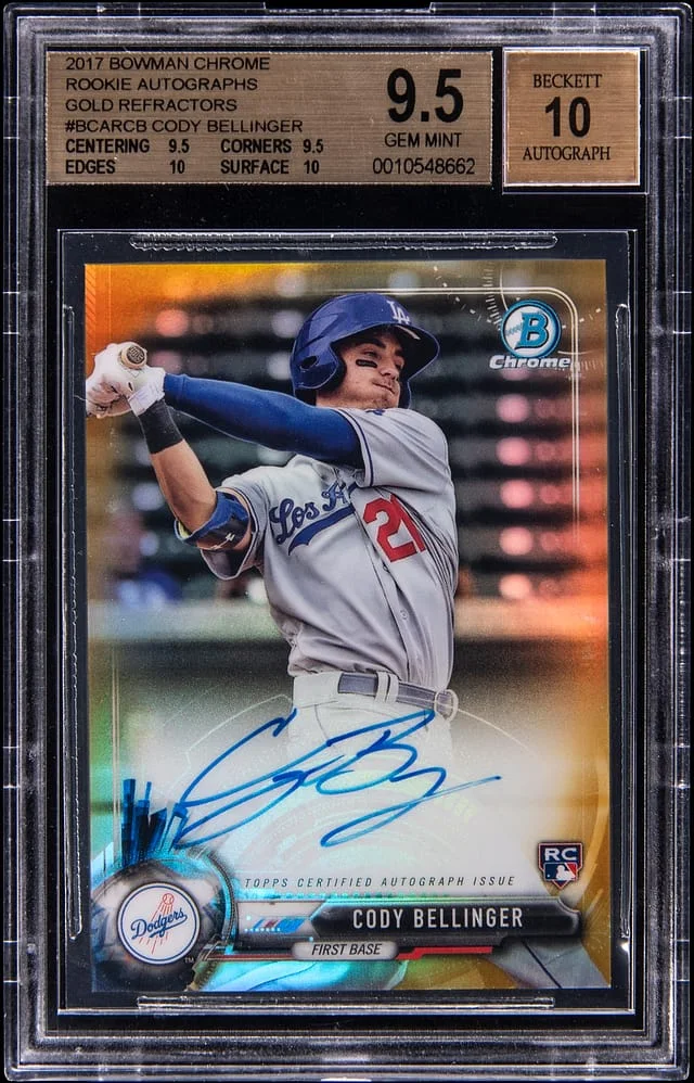 2017 Bowman Chrome Cody Bellinger Autographs Gold Refractor #BCAR-CB card image