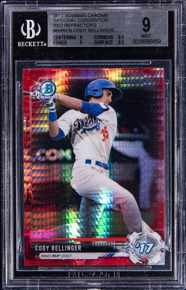 2017 Bowman Chrome Cody Bellinger National Convention Red Refractor #BNR-CB card image