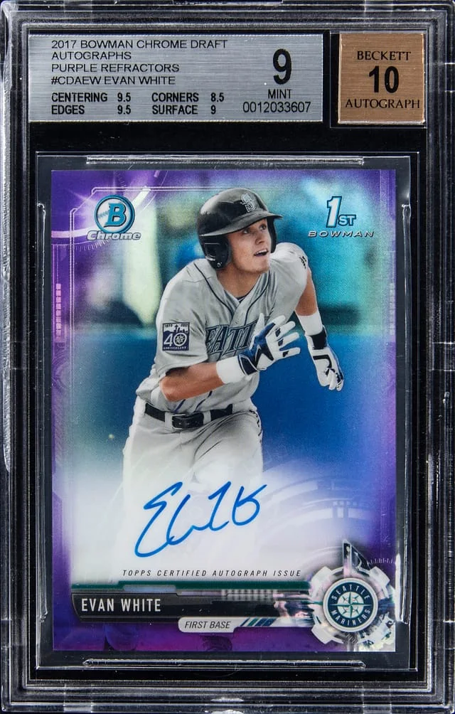 2017 Bowman Chrome Draft Evan Autographs Purple Refractor #CDA-EW card image