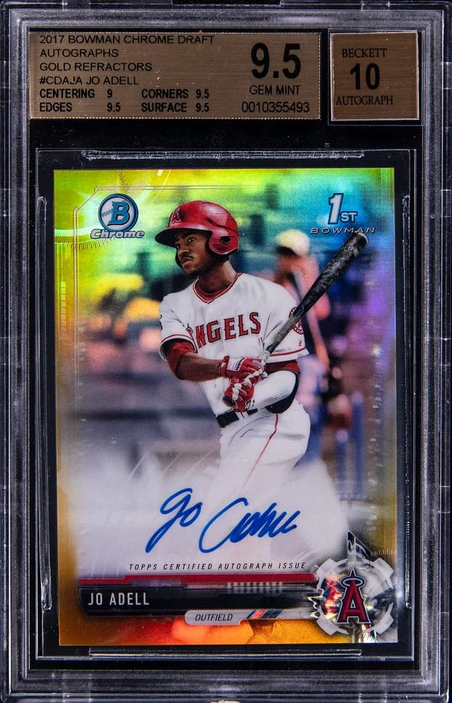 2017 Bowman Chrome Draft Jo Adell Autograph Gold Refractor #CDA-JA card image
