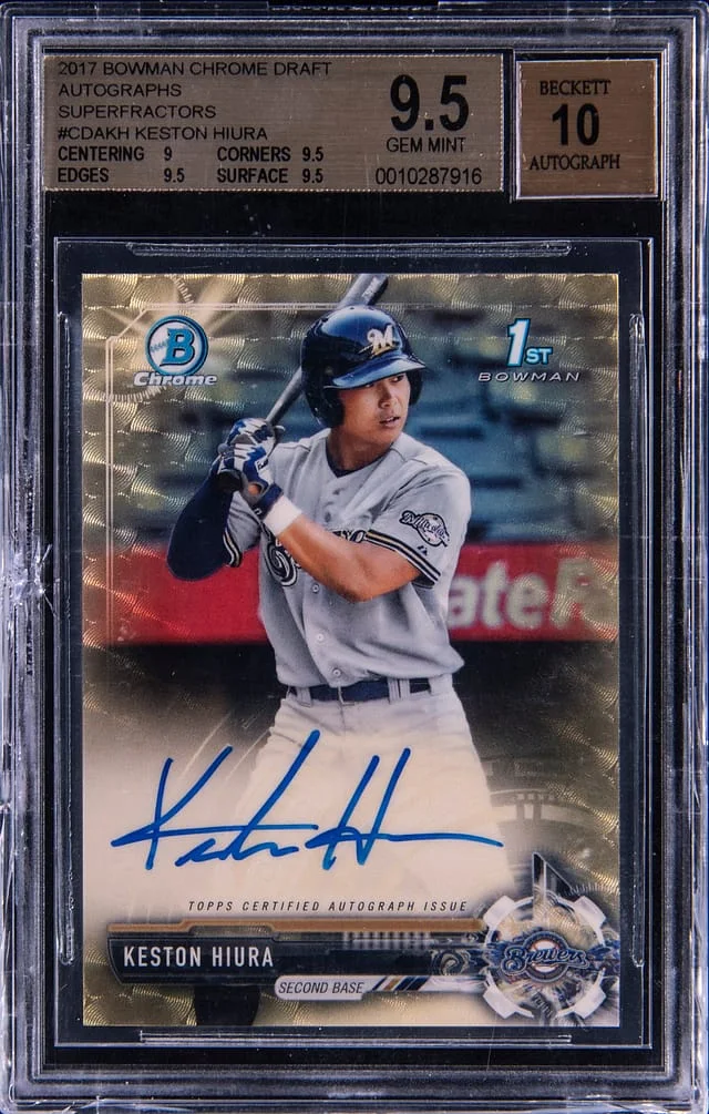 2017 Bowman Chrome Draft Keston Hiura Autographs SuperFractor #CDA-KH card image