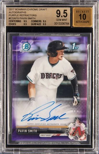 2017 Bowman Chrome Draft Pavin Smith Autographs Purple Refractor #CDA-PS card image