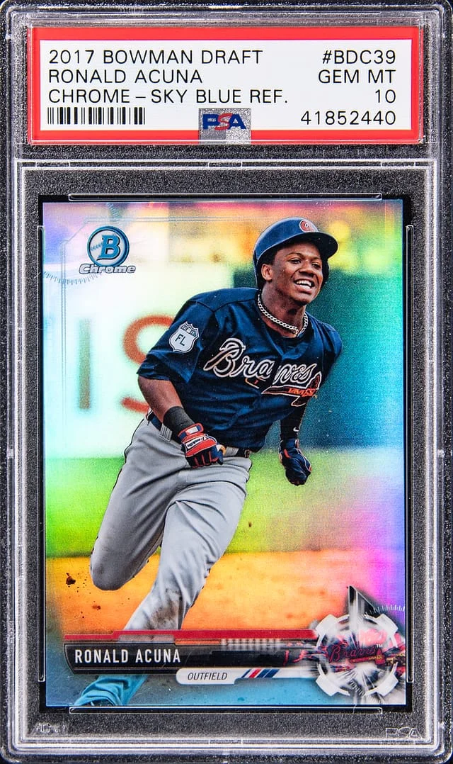 2017 Bowman Chrome Draft Ronald Acuna Jr. Sky Blue Refractor #BDC-39 card image