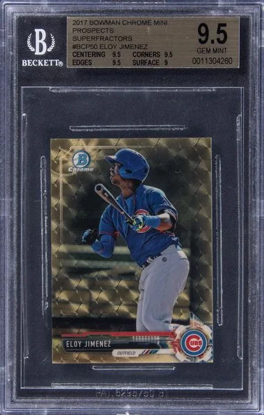 2017 Bowman Chrome Eloy Jimenez Mini Prospects Superfractors #BCP50 card image