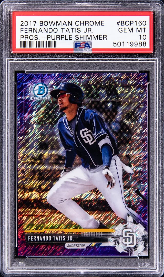 2017 Bowman Chrome Fernando Tatis Jr. Prospect Purple Shimmer #BCP-160 card image