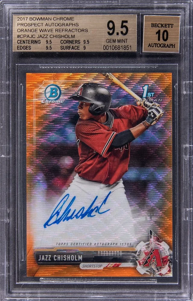 2017 Bowman Chrome Jazz Chisholm Prospect Autograph Orange Wave Refractor #CPA-JC card image
