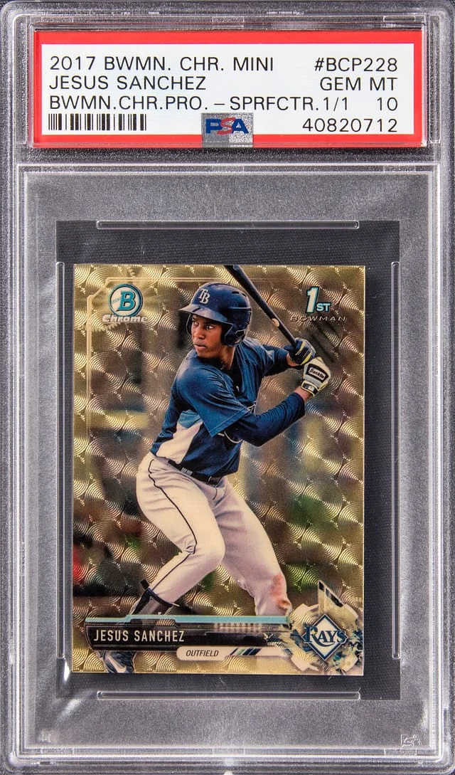 2017 Bowman Chrome Jesus Sanchez Mini Bowman Chrome Prospects SuperFractor #BCP228 card image