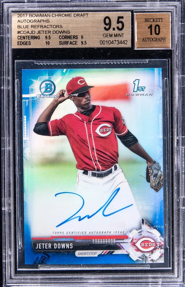 2017 Bowman Chrome Jeter Downs Blue Refractors #CDA-JD card image