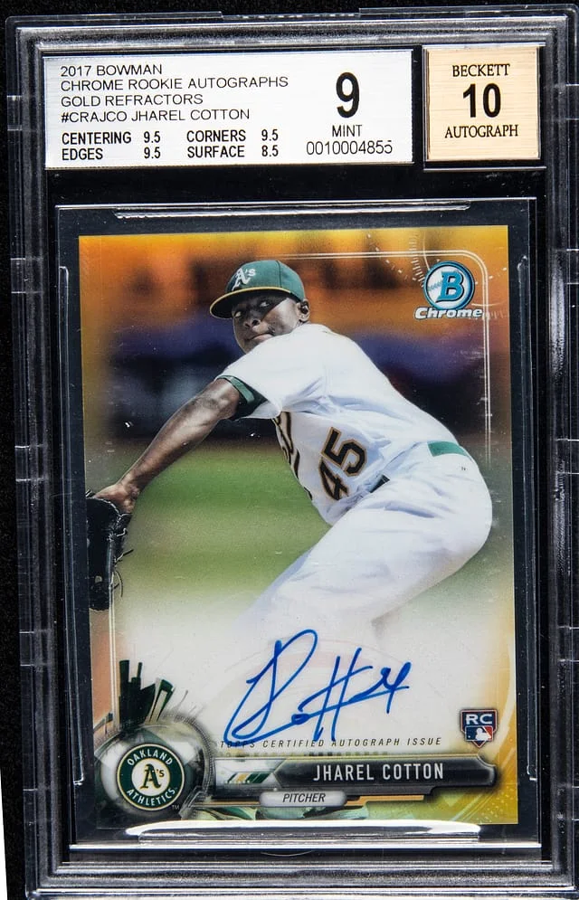2017 Bowman Chrome Jharel Cotton Autographs Gold Refractor #CRA-JCO card image