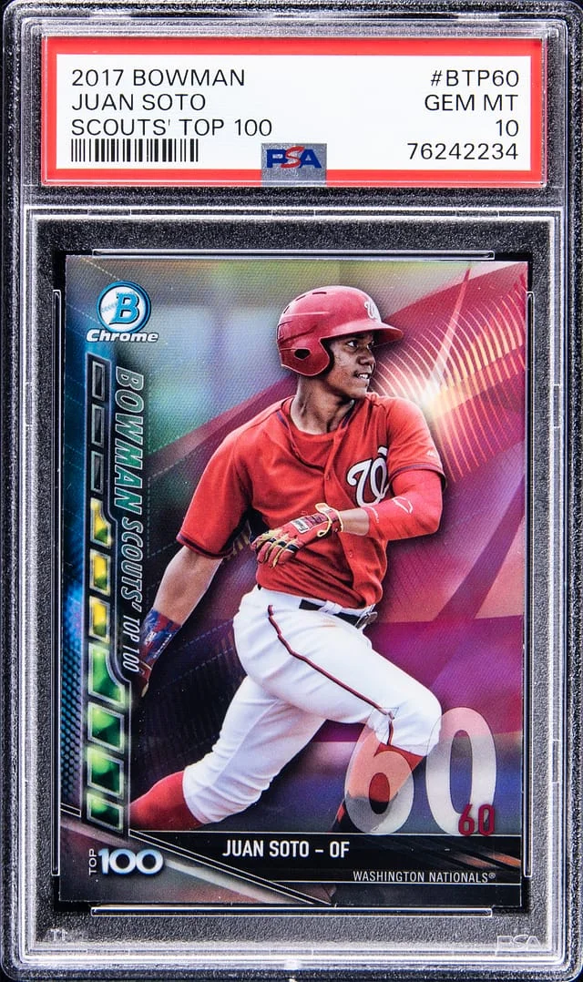 2017 Bowman Chrome Juan Soto Scouts Top 100 #BTP60 card image
