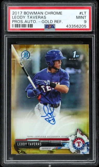 2017 Bowman Chrome Leody Taveras Prospect Autographs Gold Refractor #LT card image