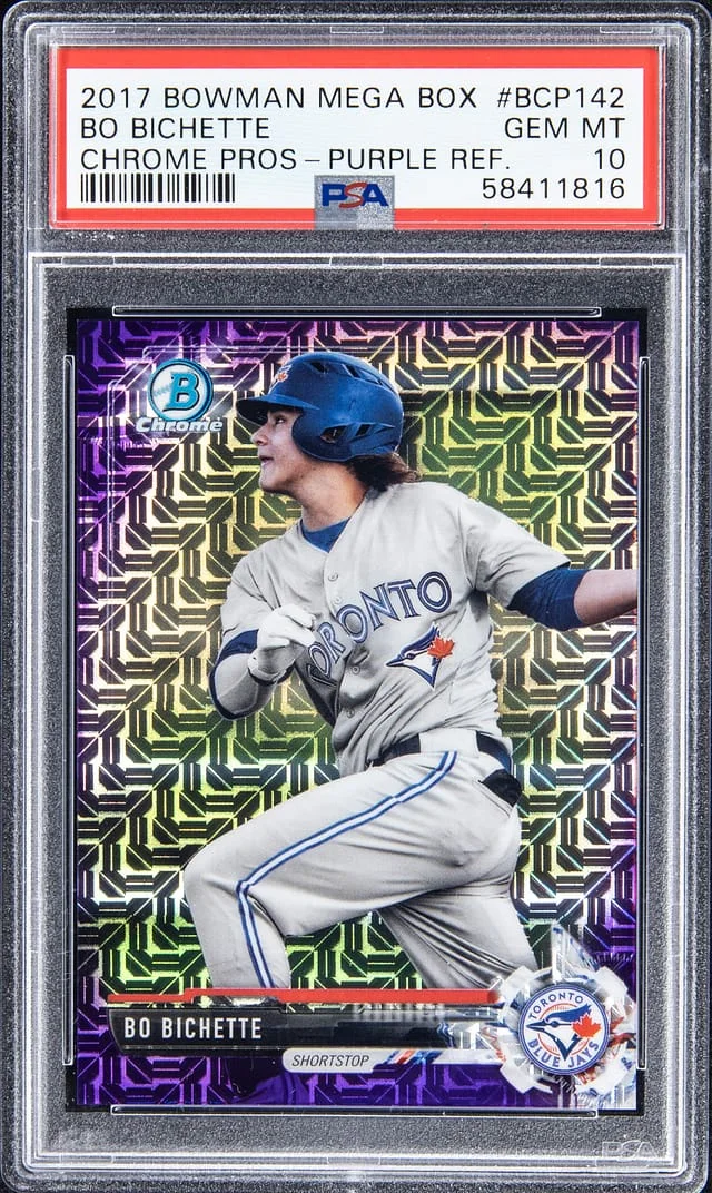 2017 Bowman Chrome Mega Box Bo Bichette Prospects Purple Refractor #BCP142 card image