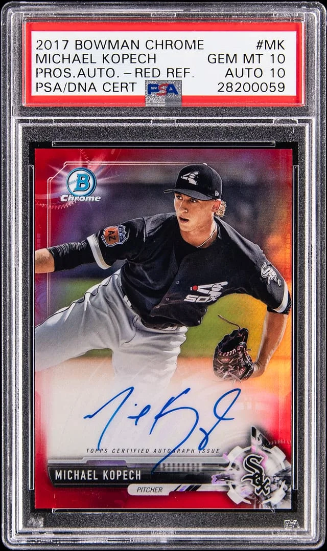 2017 Bowman Chrome Michael Kopech Prospect Autograph Red Refractor #CPA-MK card image