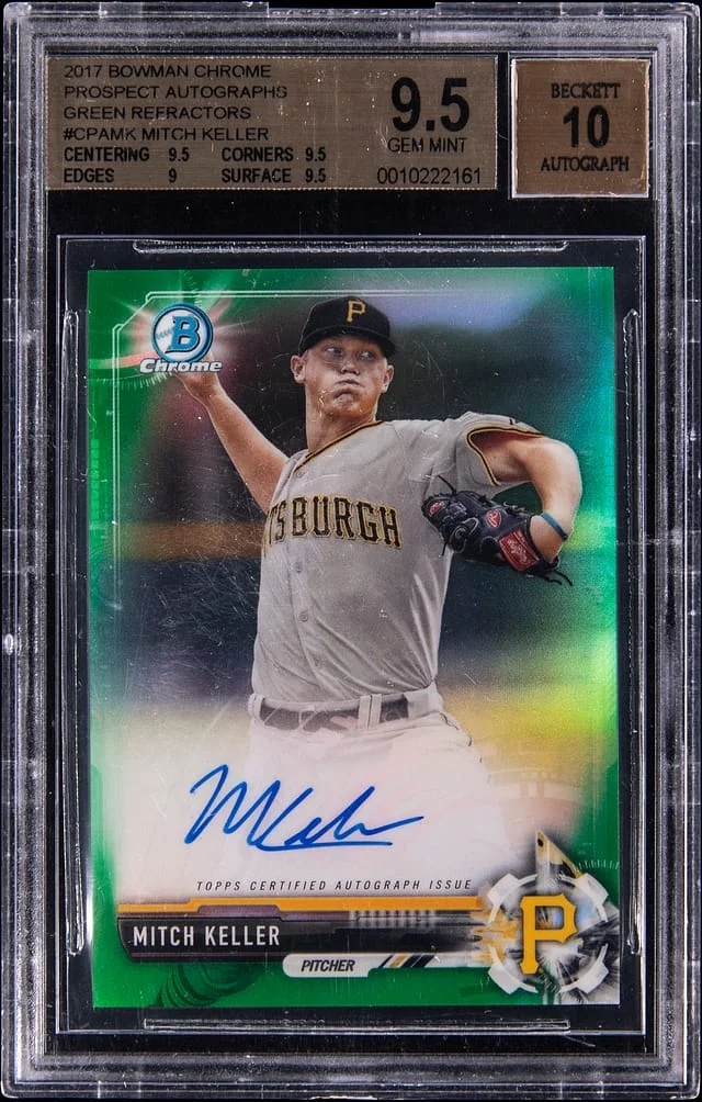 2017 Bowman Chrome Mitch Keller Prospect Autographs Green Refractor #CPA-NK card image