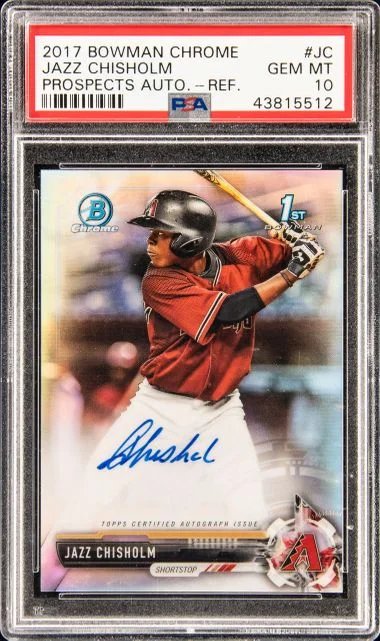 2017 Bowman Chrome Prospect Autographs Refractor Jc Jazz Chisholm #no-number card image