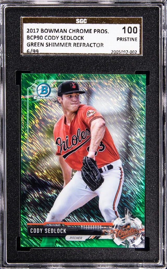 2017 Bowman Chrome Prospects Cody Sedlock Green Shimmer Refractor #BCP90 card image