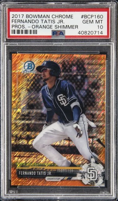2017 Bowman Chrome Prospects Fernando Tatis Jr. Orange Shimmer Refractor #BCP-160 card image