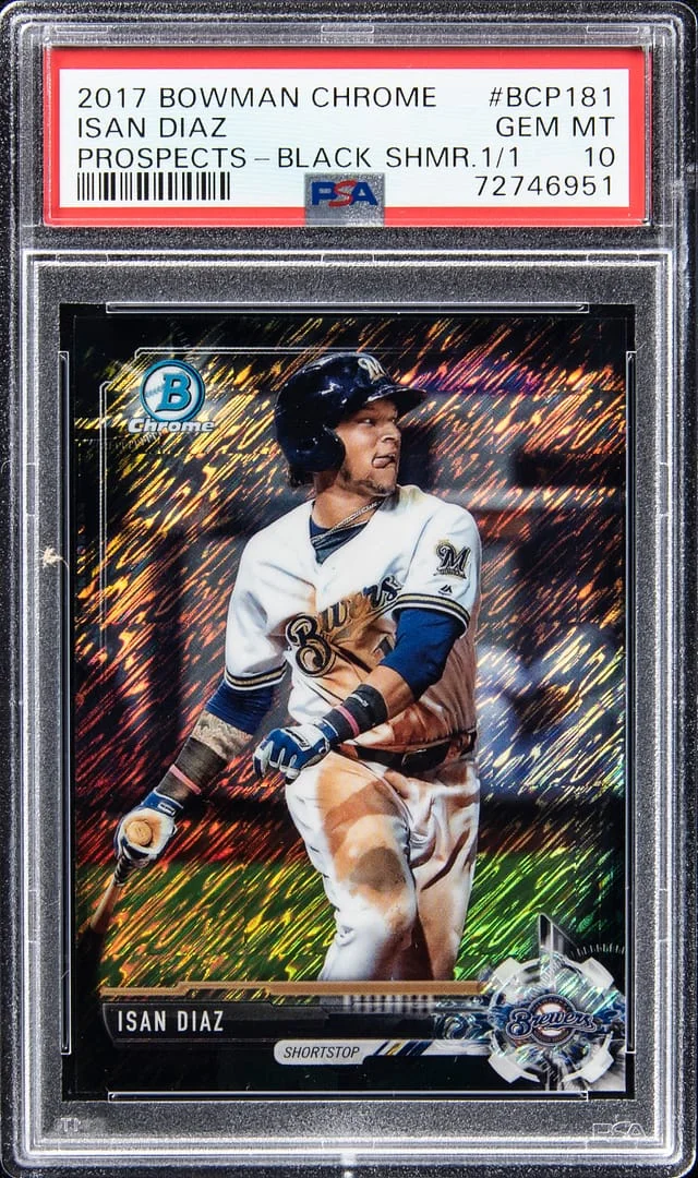 2017 Bowman Chrome Prospects Isan Diaz Black Shimmer #BCP181 card image