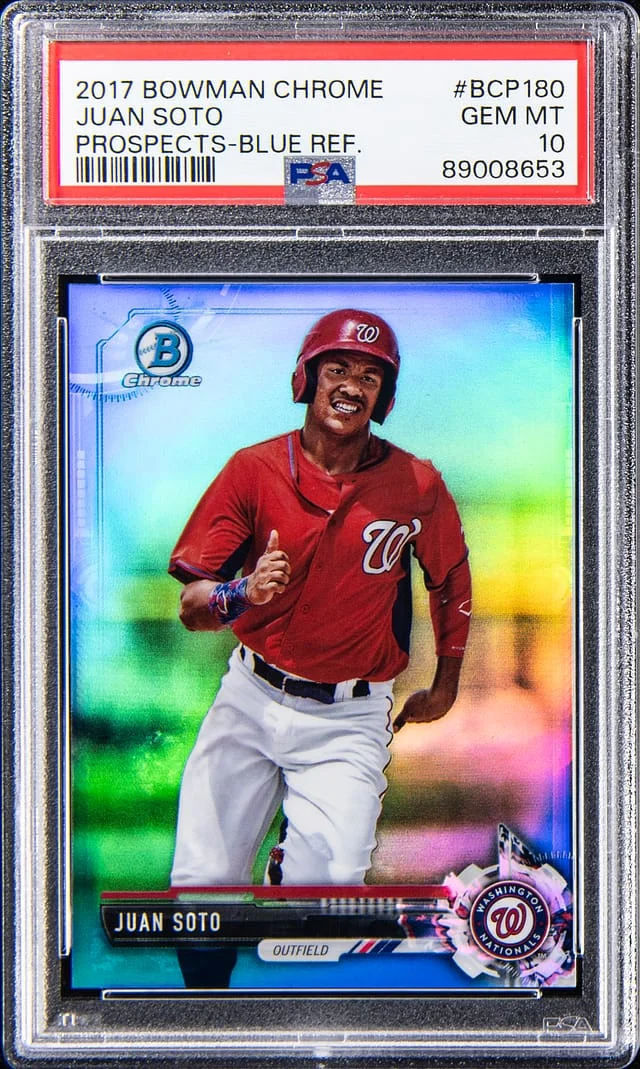2017 Bowman Chrome Prospects Juan Soto Blue Refractor #BCP180 card image