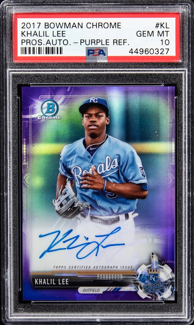 2017 Bowman Chrome Prospects Khalil Lee Autographs Purple Refractor #CPA-KL card image