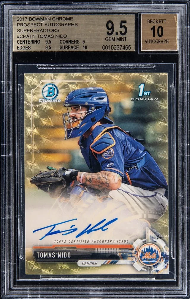 2017 Bowman Chrome Prospects Thomas Nido Autographs Superfractors #CPA-TN card image