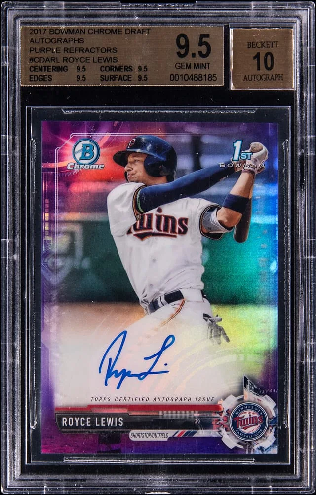2017 Bowman Chrome Royce Lewis Autographs Purple Refractor #CDA-RL card image