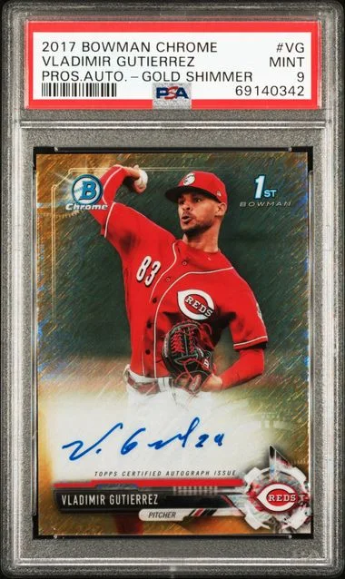 2017 Bowman Chrome Vladimir Gutierrez Prospect Autographs Gold Shimmer #CPA-VG card image