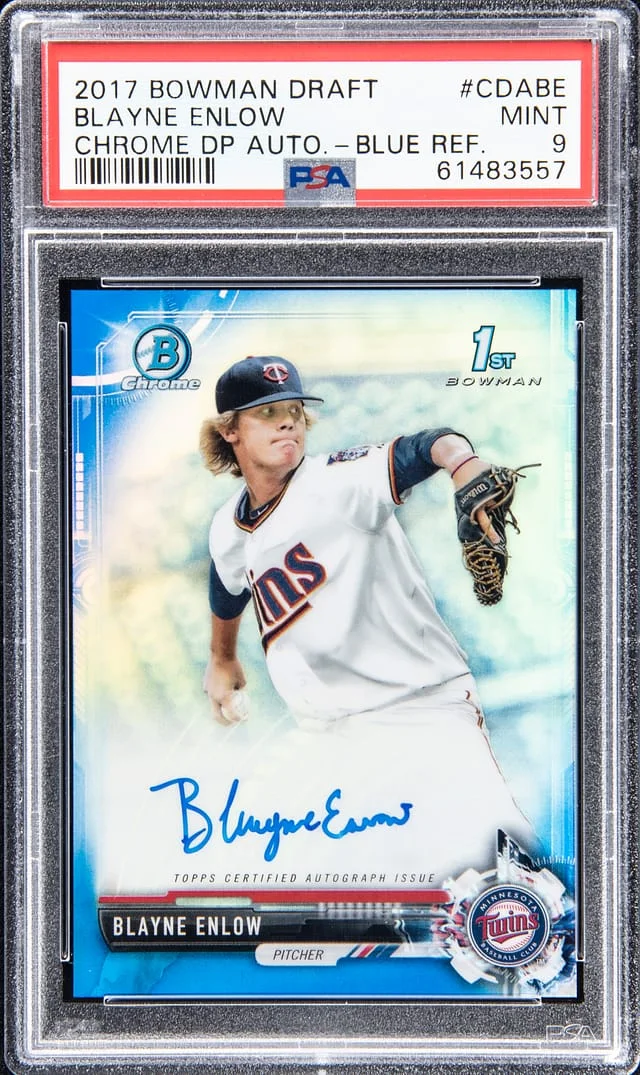 2017 Bowman Draft Blayne Enlow Chrome Draft Pick Autograph Blue Refractor #CDA-BE card image