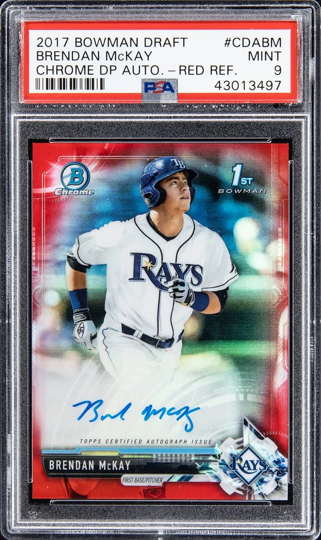 2017 Bowman Draft Brendan McKay Chrome Draft Picks Autograph Red Refractor #CDA-BM card image