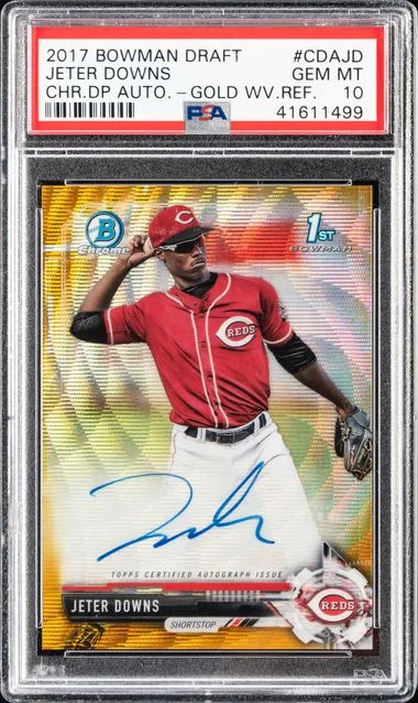 2017 Bowman Draft Jeter Downs Chrome Draft Picks Autographs Gold Wave Refractor #CDAJD card image