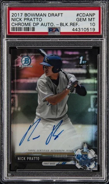 2017 Bowman Draft Nick Pratto Chrome Draft Picks Autographs Black Refractor #CDA-NP card image