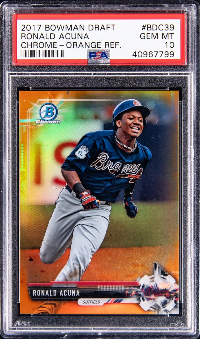 2017 Bowman Draft Ronald Acuna Jr. Chrome Orange Refractor #BDC-39 card image