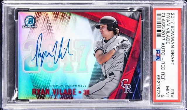 2017 Bowman Draft Ryan Vilade Class of 2017 Autographs Red Refractor #RV card image