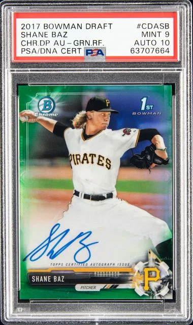 2017 Bowman Draft Shane Baz Chrome Draft Picks Autographs Green Refractor #CDA-SB card image