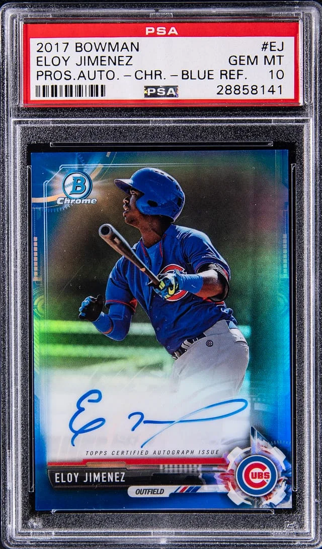 2017 Bowman Eloy Jimenez Prospect Autographs Chrome Blue Refractor #CPA-EJ card image