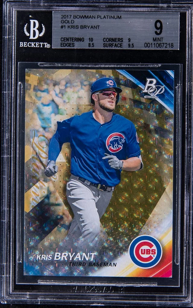 2017 Bowman Platinum Kris Bryant Gold Refractor #1 card image