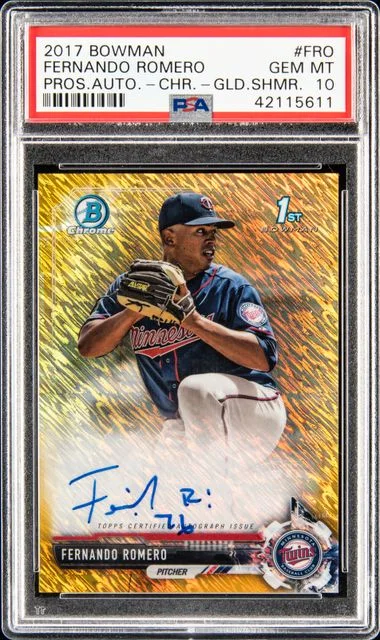 2017 Bowman Prospect Autographs Chrome-Gold Shimmer Fro Fernando Romero #no-number card image