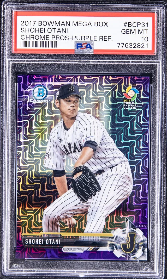2017 Bowman Shohei Ohtani Mega Box Chrome Prospects Purple Refractor #BCP31 card image
