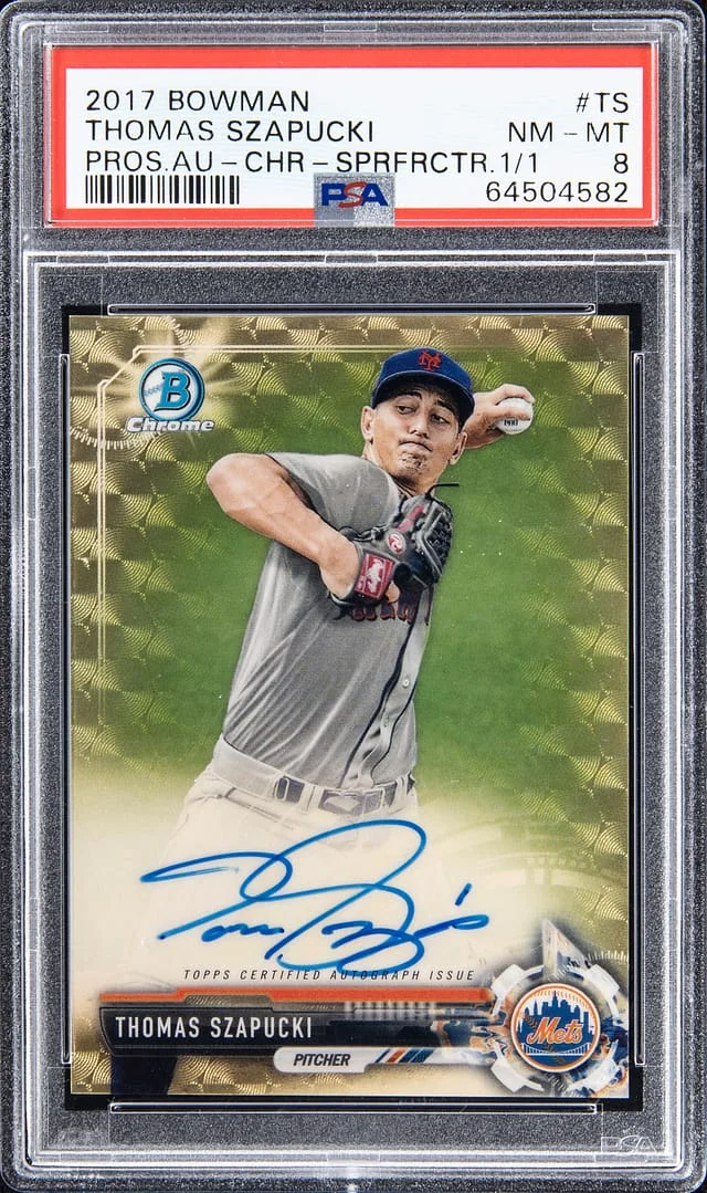 2017 Bowman Thomas Szapucki Prospects Autograph Chrome Superfractor #CPA-TS card image