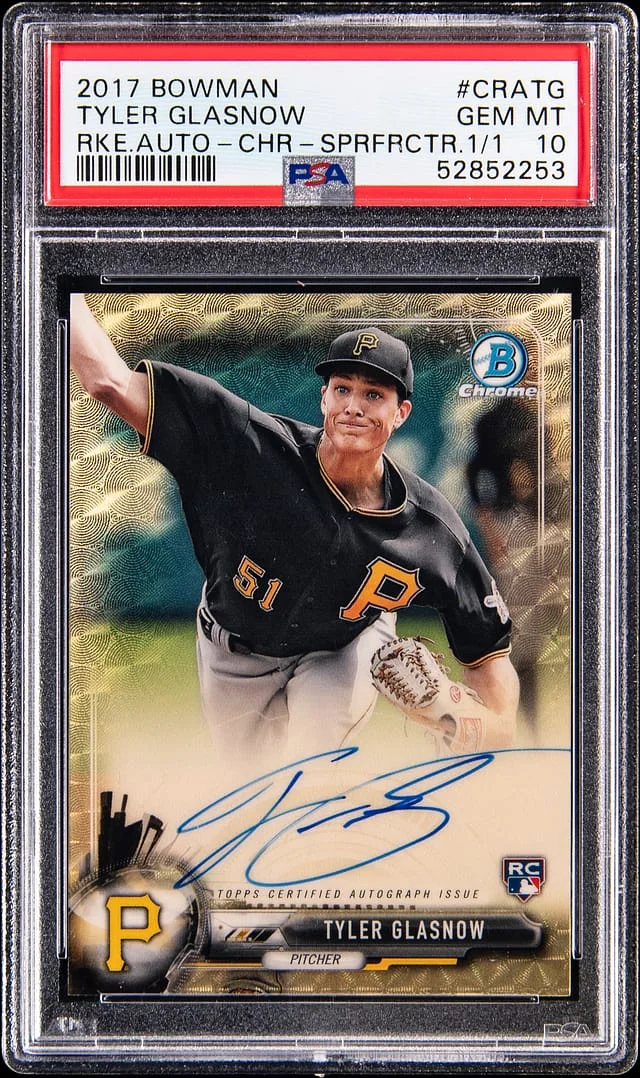 2017 Bowman Tyler Glasnow Autograph Chrome Superfractor #CRA-TG card image