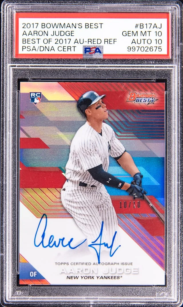 2017 Bowman's Best Aaron Judge Best Of 2017 Autographs Red Refractor #B17-AJ card image