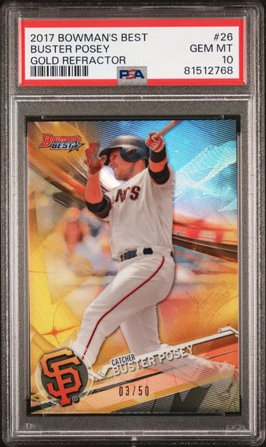 2017 Bowman's Best Buster Posey Gold Refractor #26 card image