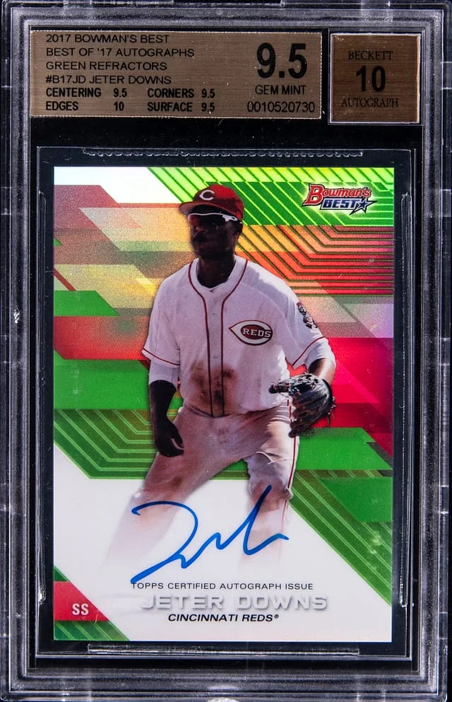 2017 Bowman's Best Jeter Downs Best of 17 Autographs Green Refractors #B17-JD card image