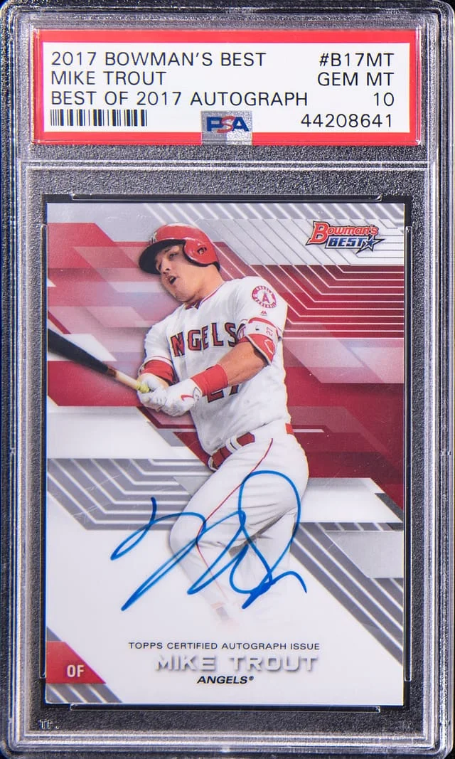 2017 Bowman's Best Mike Trout Best Of 2017 Autograph #B17MT card image